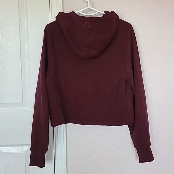 Lululemon Scuba Oversized Full Zip Hoodie Jacket Crop Red Merlot XS/S - Picture 7 of 7